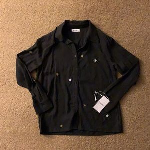 Lauren Moshi long sleeve button up shirt with star graphics